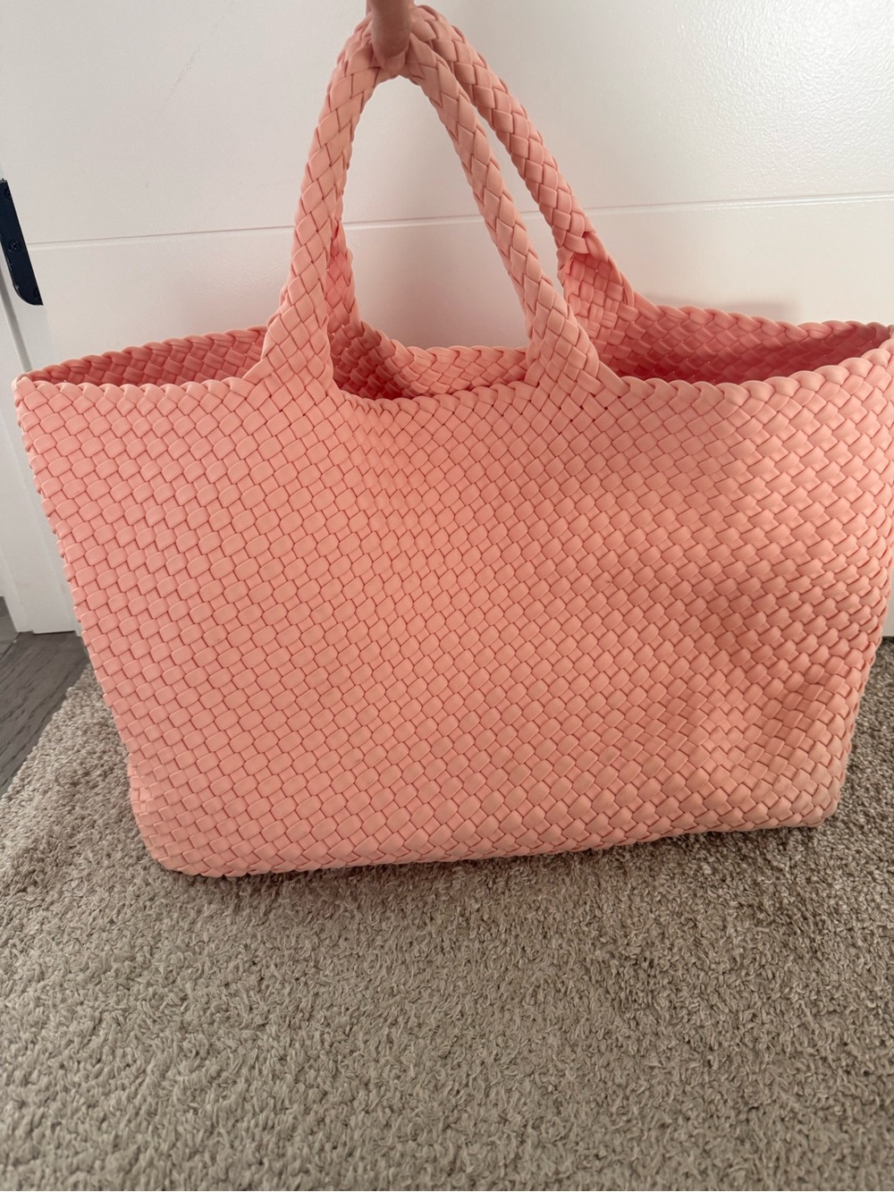 Naghedi Large St. Barths Tote Coral w Zipper Pouch